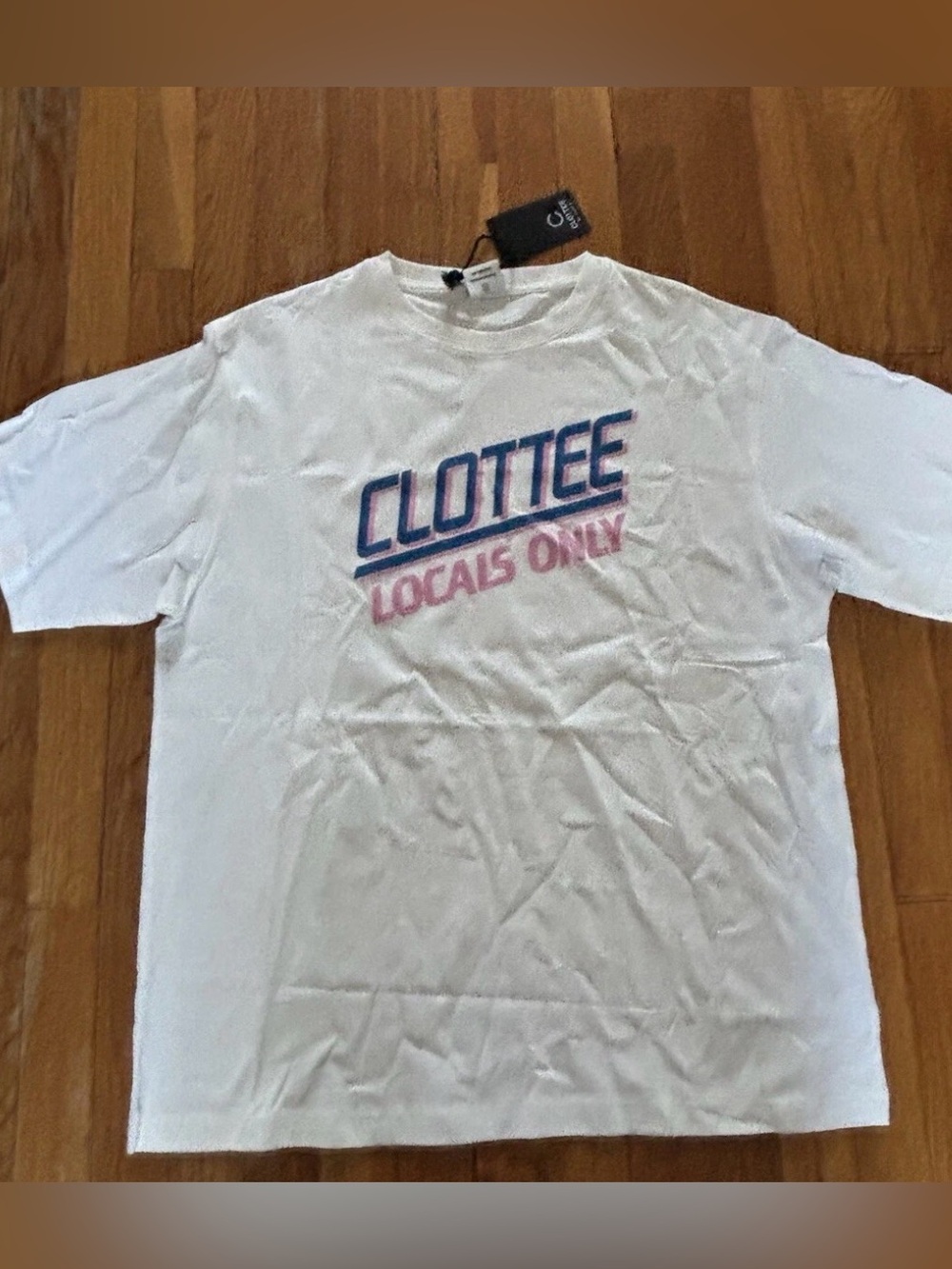 CLOTTEE By Clot Locals Only White Pink Blue Logo Tee T-shirt